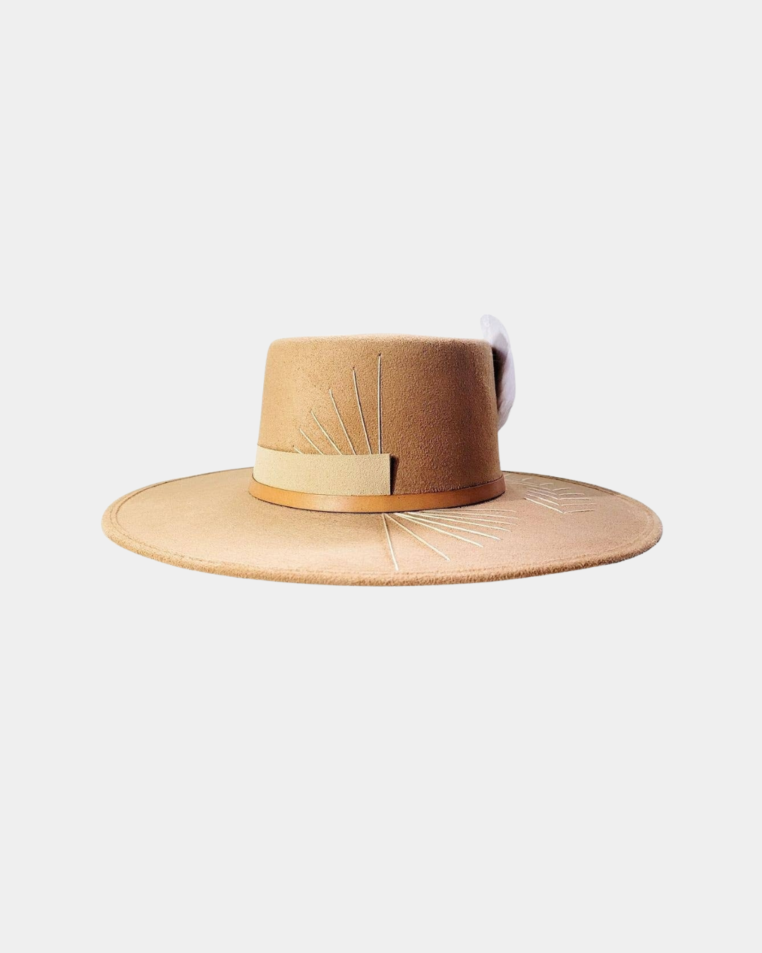Profile view of the structured women’s hat.