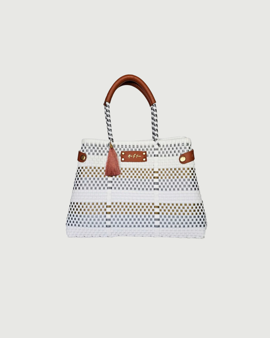 Stripe sustainable luxury handbag by Mavis by Herrera