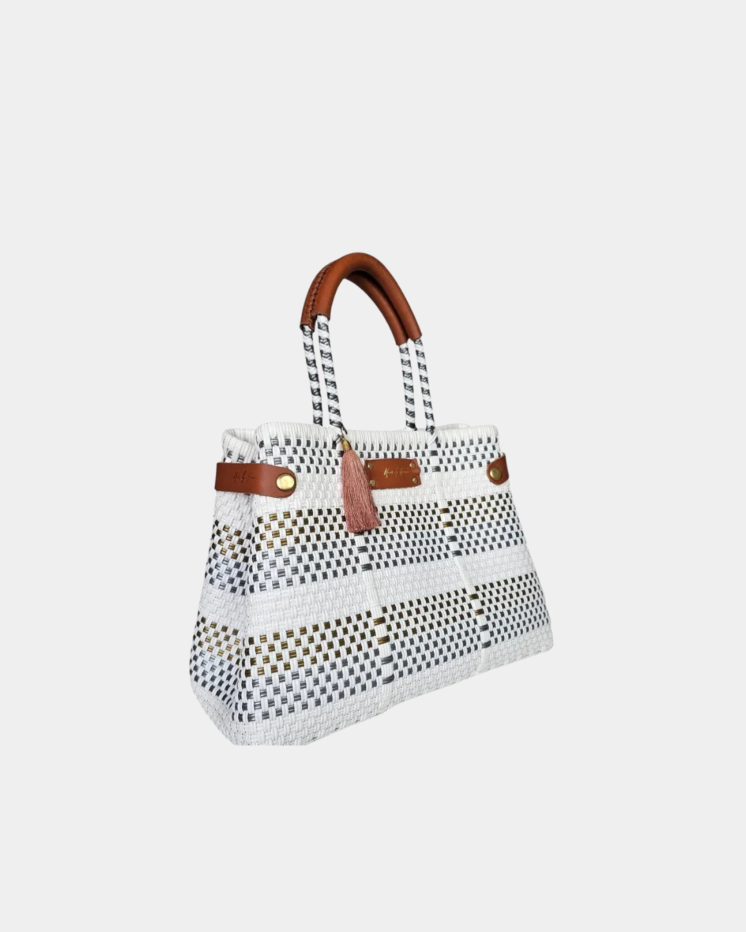 Stripe sustainable luxury handbag by Mavis by Herrera