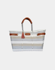Stripe sustainable luxury handbag converted into a spacious tote