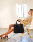 Sustainable luxury black handbag for women by Mavis by Herrera