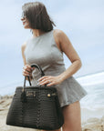 Sustainable luxury black handbag for women by Mavis by Herrera