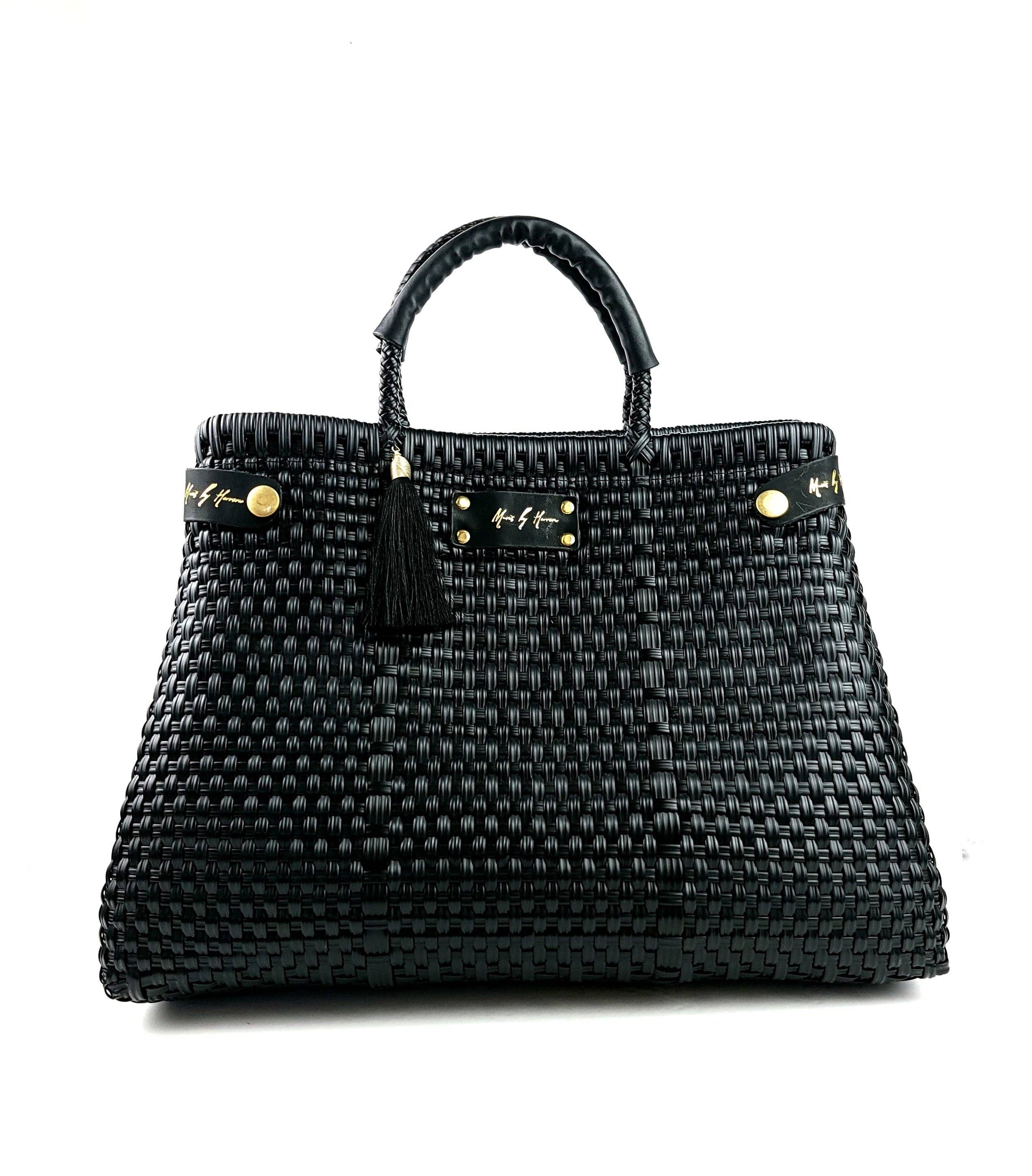 Sustainable luxury black handbag by Mavis by Herrera
