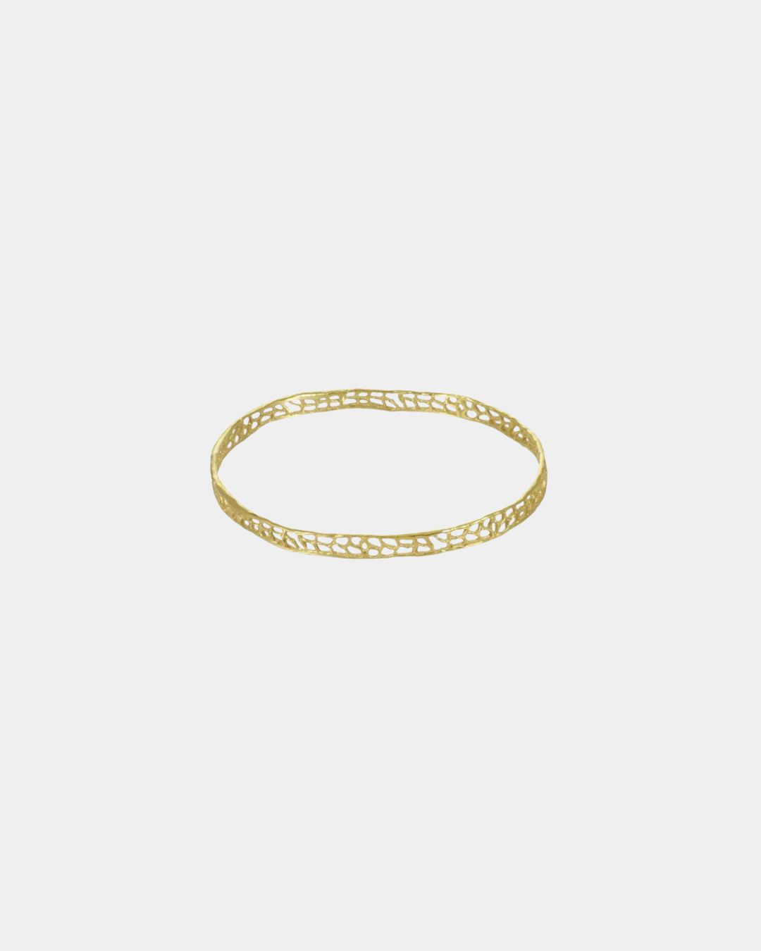 Handcrafted thin gold coral bangle bracelet with organic texture