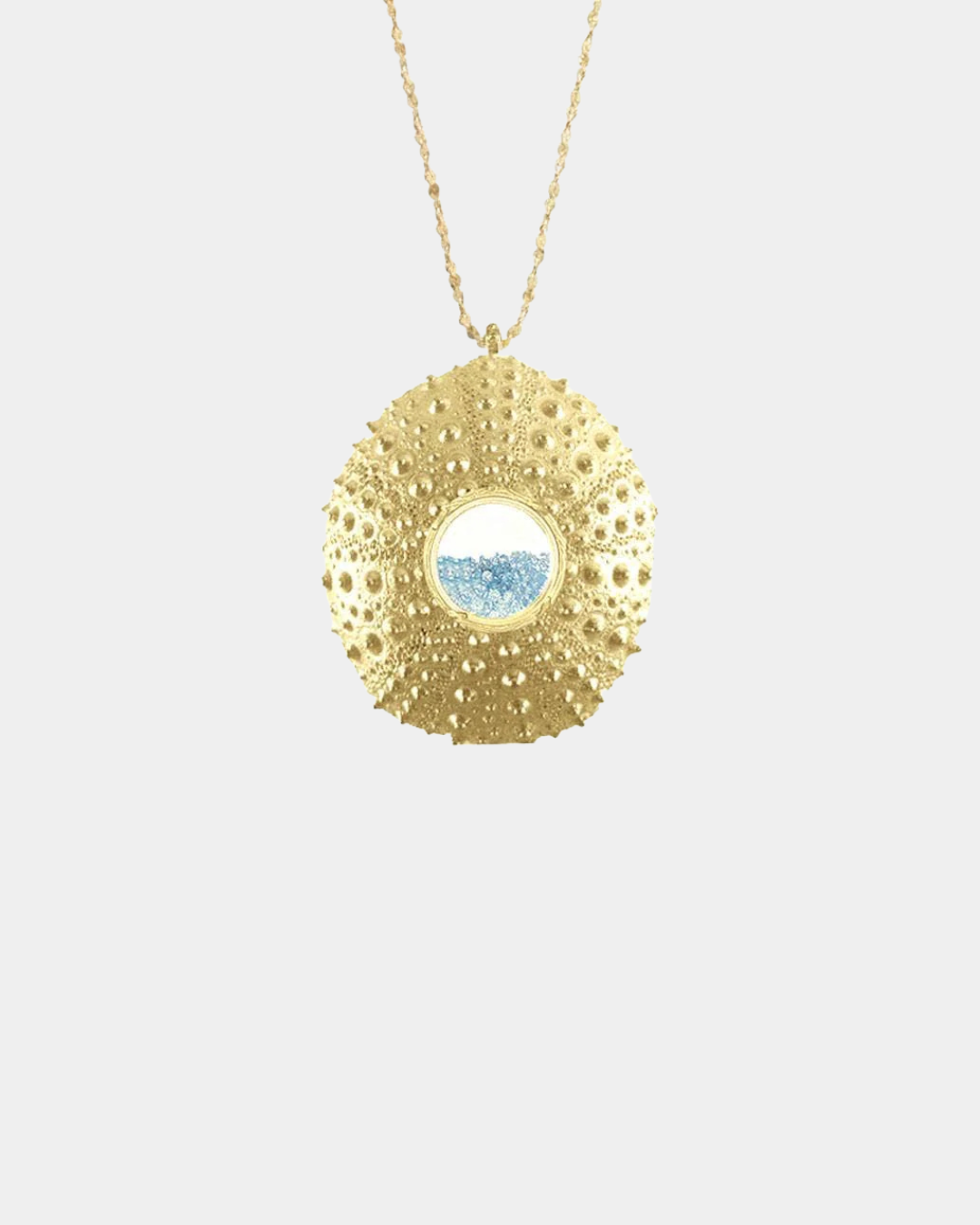 Handcrafted urchin-inspired chamber necklace with organic ocean design