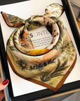 Vintage jungle animals mulberry silk neck scarf styled around the neck