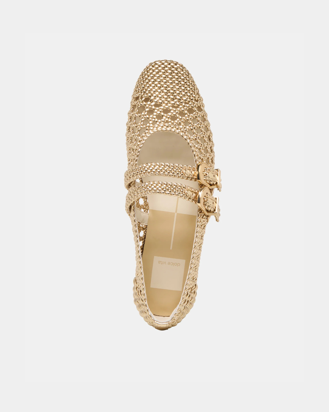 Women’s gold woven ballet flats by Dolce Vita designed for everyday comfort and elevated style.