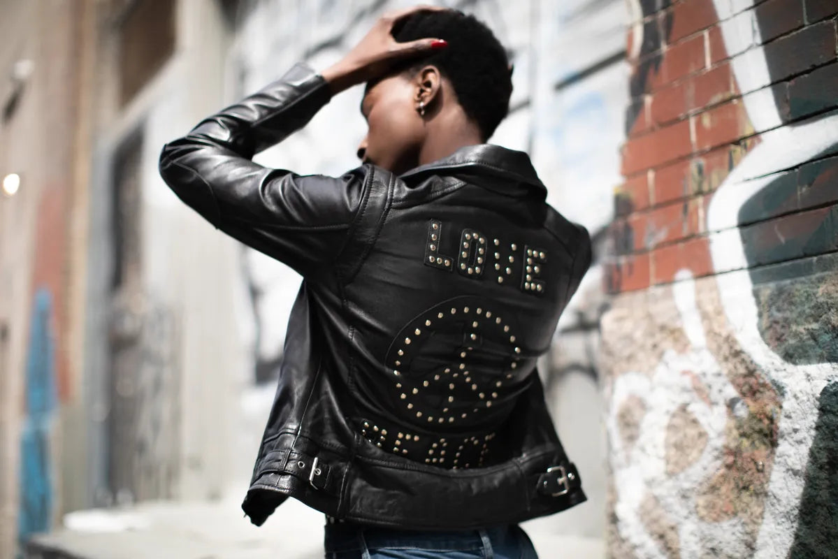 Peace Love Biker Jacket - The Flaunt